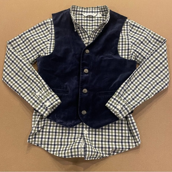Janie & Jack Boys Velvet Vest and Button Down Set Size 8 - Picture 1 of 16